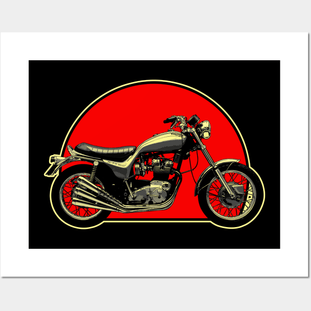 BSA-Triumph X-75 Hurricane 1973 Retro Red Circle Motorcycle Wall Art by Skye Bahringer